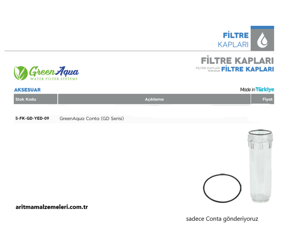 10'' Green Aqua GD10 Serisi Filtre Gövde Contası