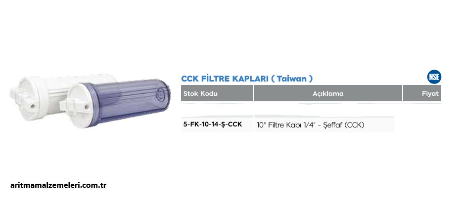 10'' CCK Tip Filtre Kabı Şeffaf 1/4''