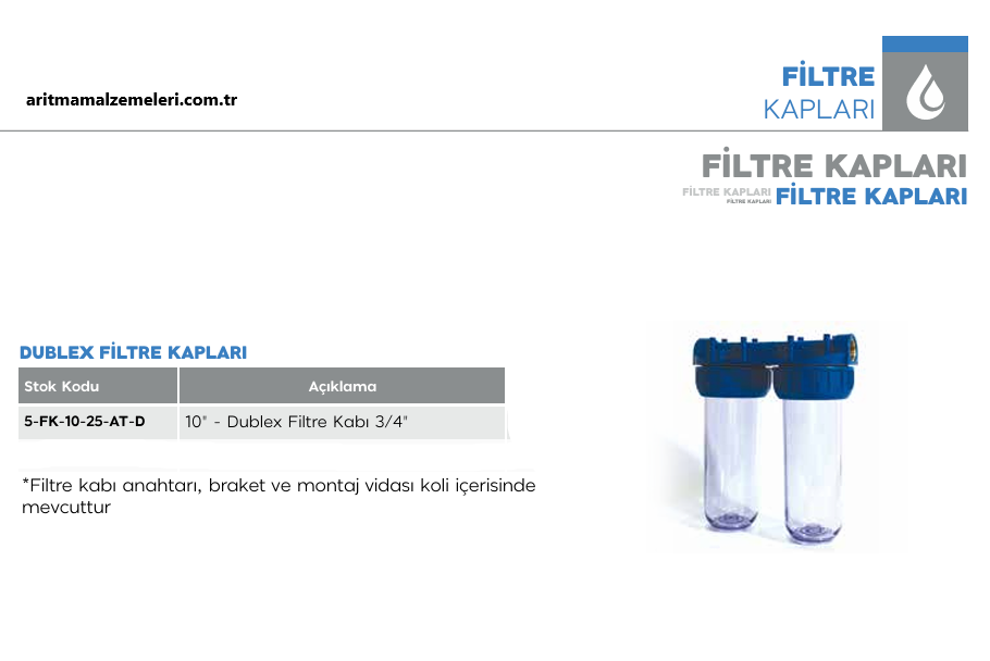 10'' Dublex Filtre Kapları 3/4''