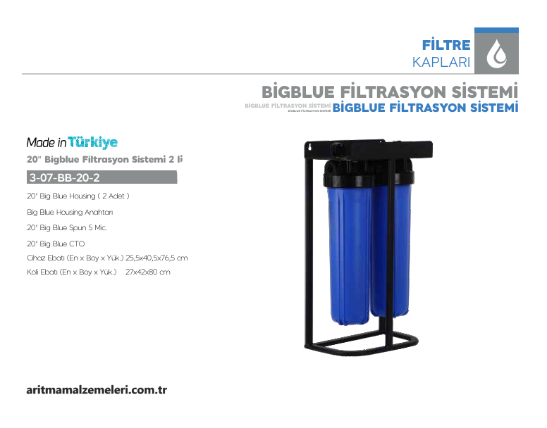 20'' Big Blue Filtrasyon Sistemi 2'li