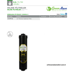 Green Aqua Filtreler Çubuklu 2,5'' Premium Sediment inline Filtre