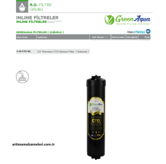 Green Aqua Filtreler Çubuklu 2,5'' Premium CTO Kokonat Karbon inline Filtre