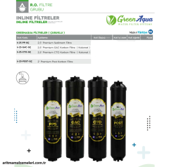 Green Aqua 4'lü Filtre Seti Çubuklu Tip Premium inline Filtreler