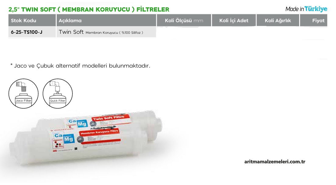 2,5'' Twin Soft Membran Koruyucu %100 SİLİFOZ Filtre