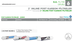 2'' inline Post Karbon KOKONATLI (CCK) Filtre Quick (Çubuklu) Tip