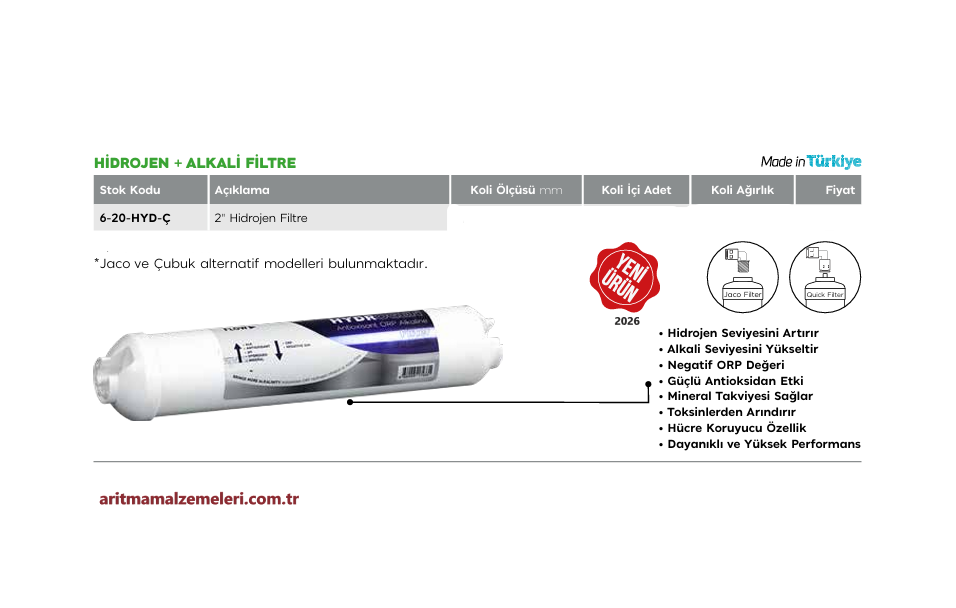 2'' Hidrojen + Alkali Filtre