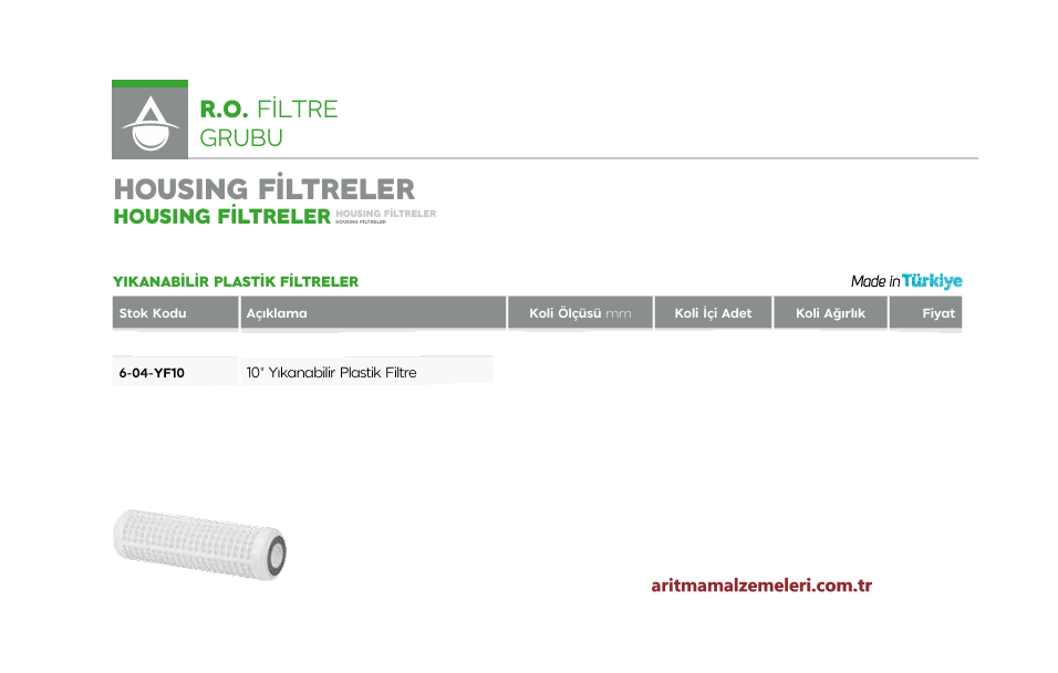 10'' Yıkanabilir Plastik Elek Filtre