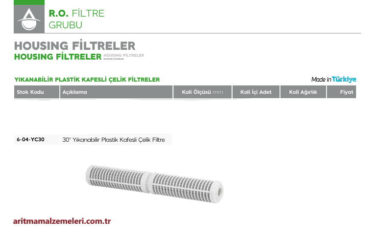 30'' Yıkanabilir Plastik Kafesli Çelik Elek Filtre